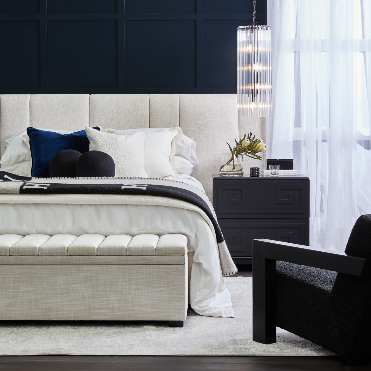 Sylvestre Panelled Cotton-Blend Queen Bedhead