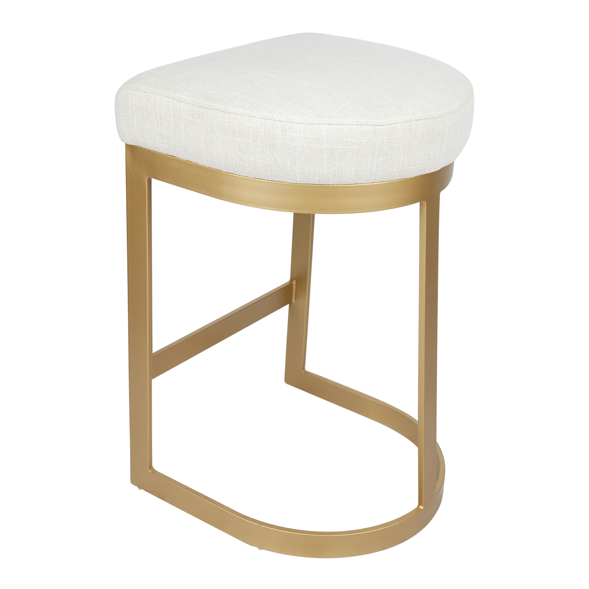 65cm Brass Leg Aronne Cotton-Blend Kitchen Stool