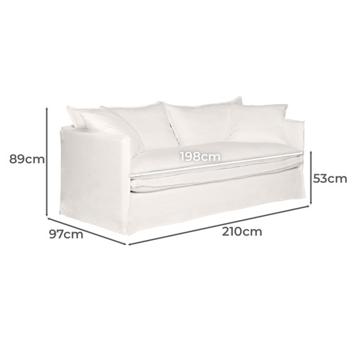 Soren 3 Seater Cotton & Linen Sofa
