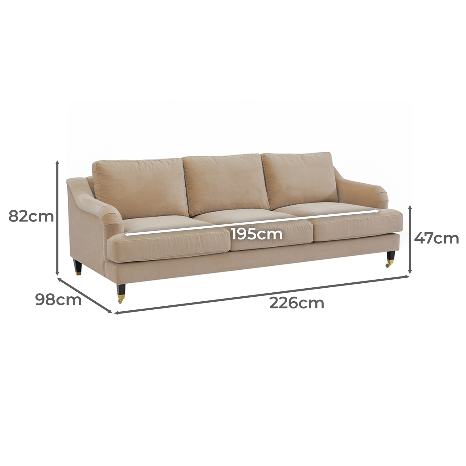 Kena 3 Seater Velvet Sofa