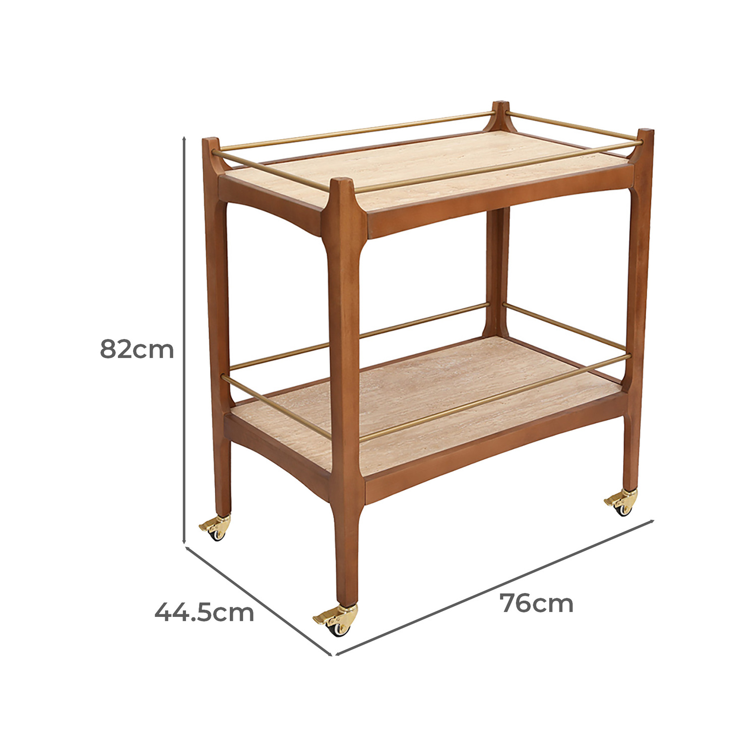 Frieda 2 Tier Travertine Bar Cart