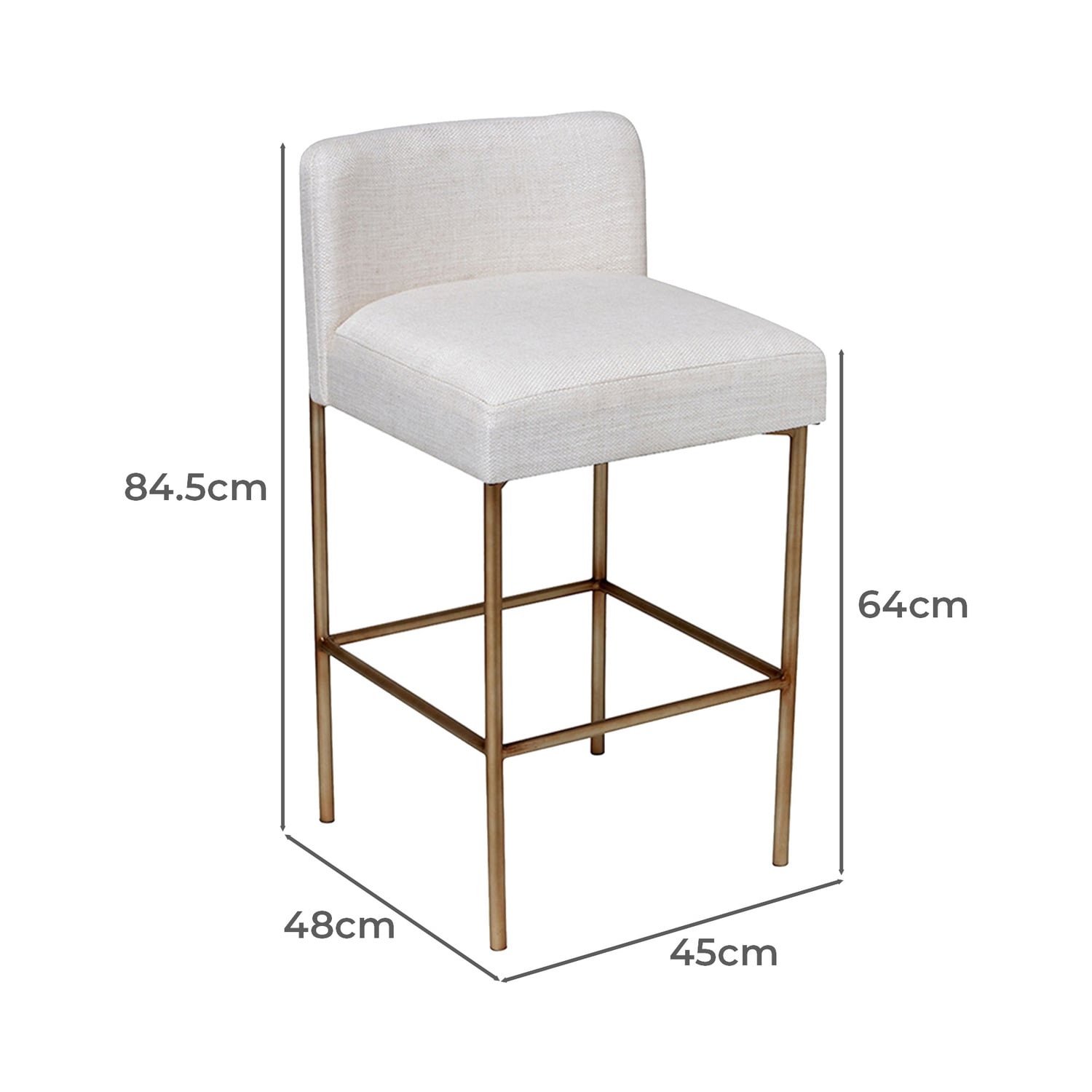 64cm Lux Upholstered Bar Stool