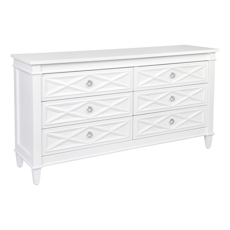 White Velibor 6 Drawer Chest