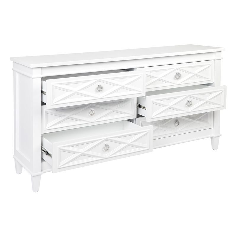 White Velibor 6 Drawer Chest