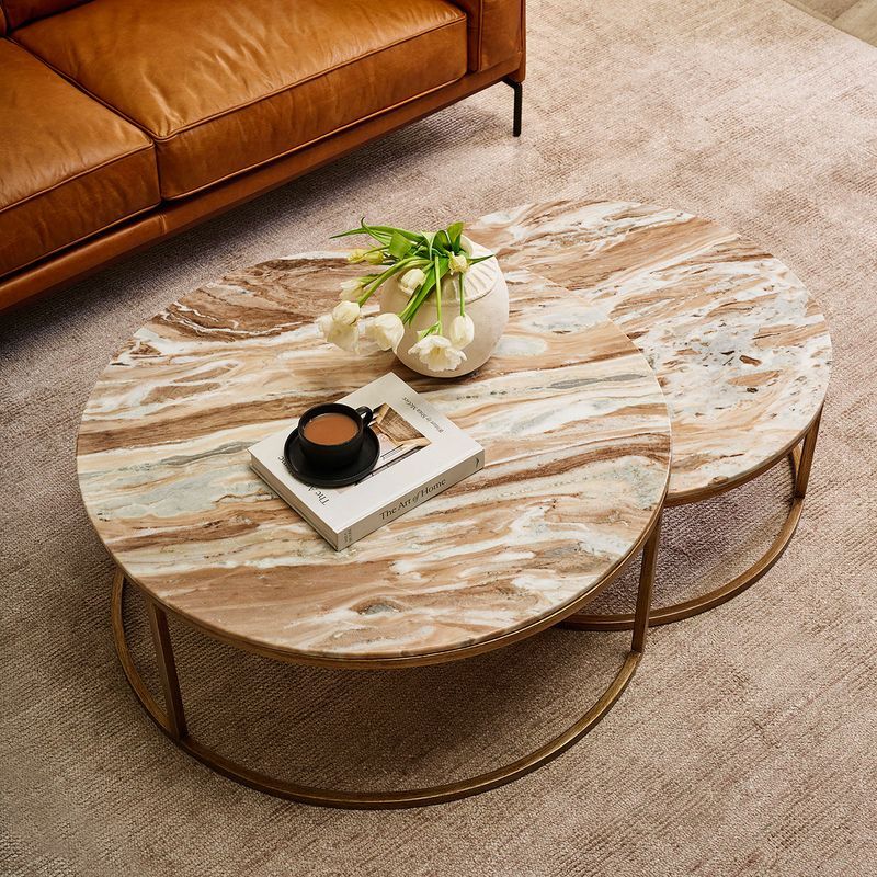 2 Piece Zoe Marble Nesting Coffee Table Set