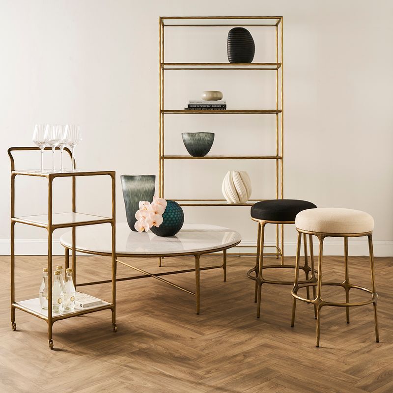 Preston 3 Tier Square Marble Bar Cart