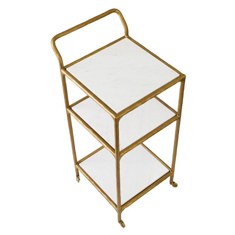 Preston 3 Tier Square Marble Bar Cart