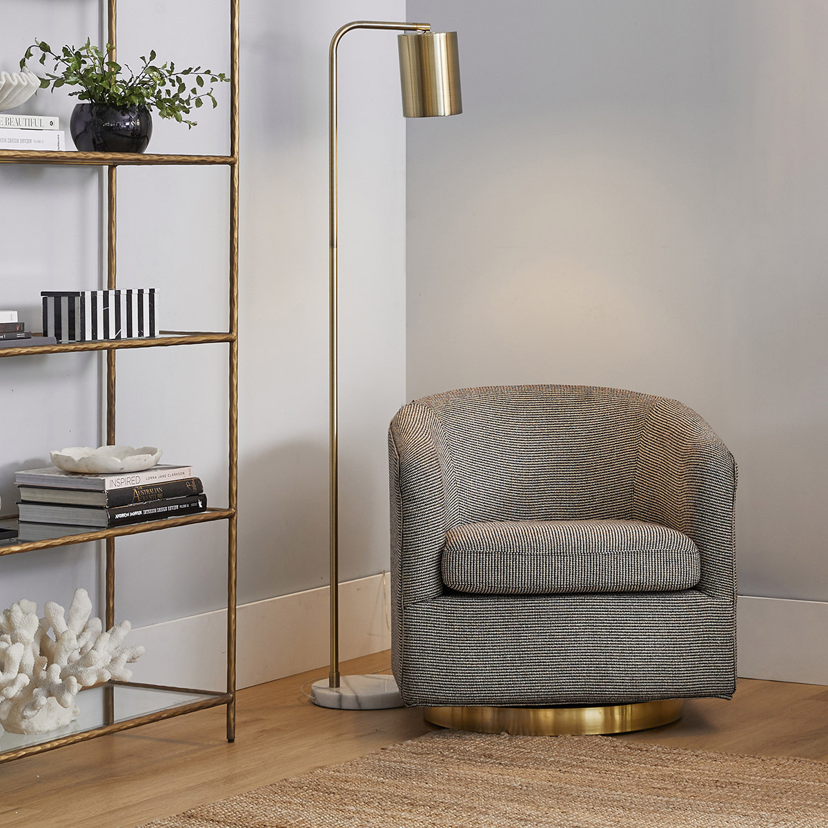 Barraza Marble & Brass Floor Lamp