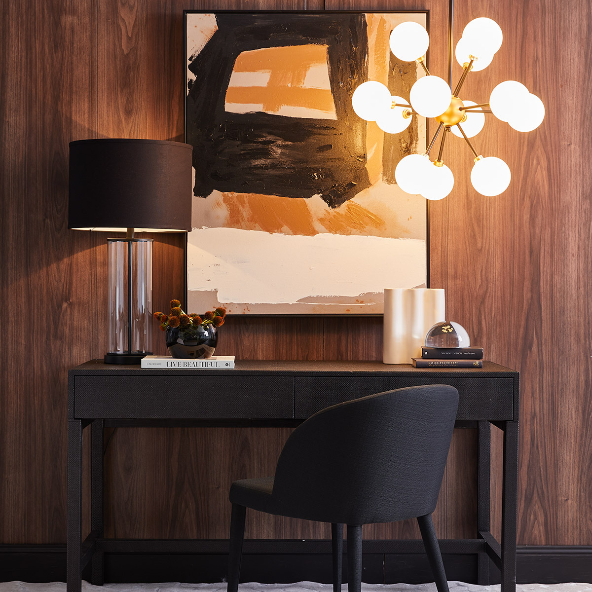 68cm Black Cassandra Side Table Lamp