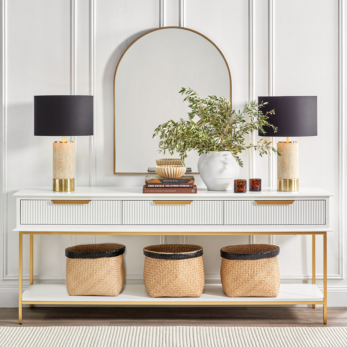 64.5cm Sigourney Travertine Table Lamp