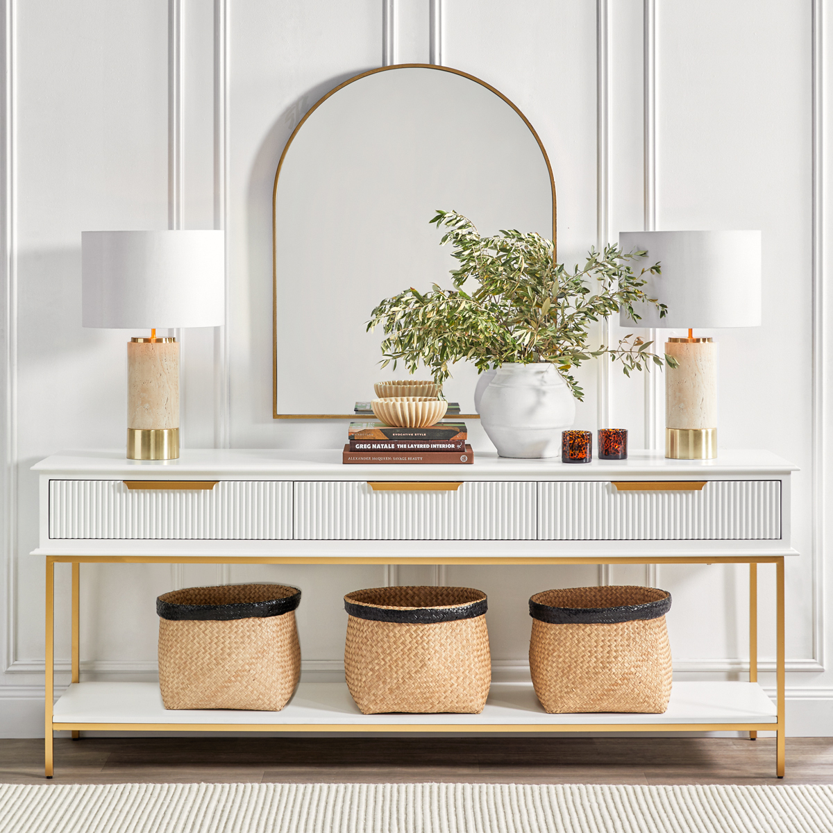 64.5cm Sigourney Travertine Table Lamp