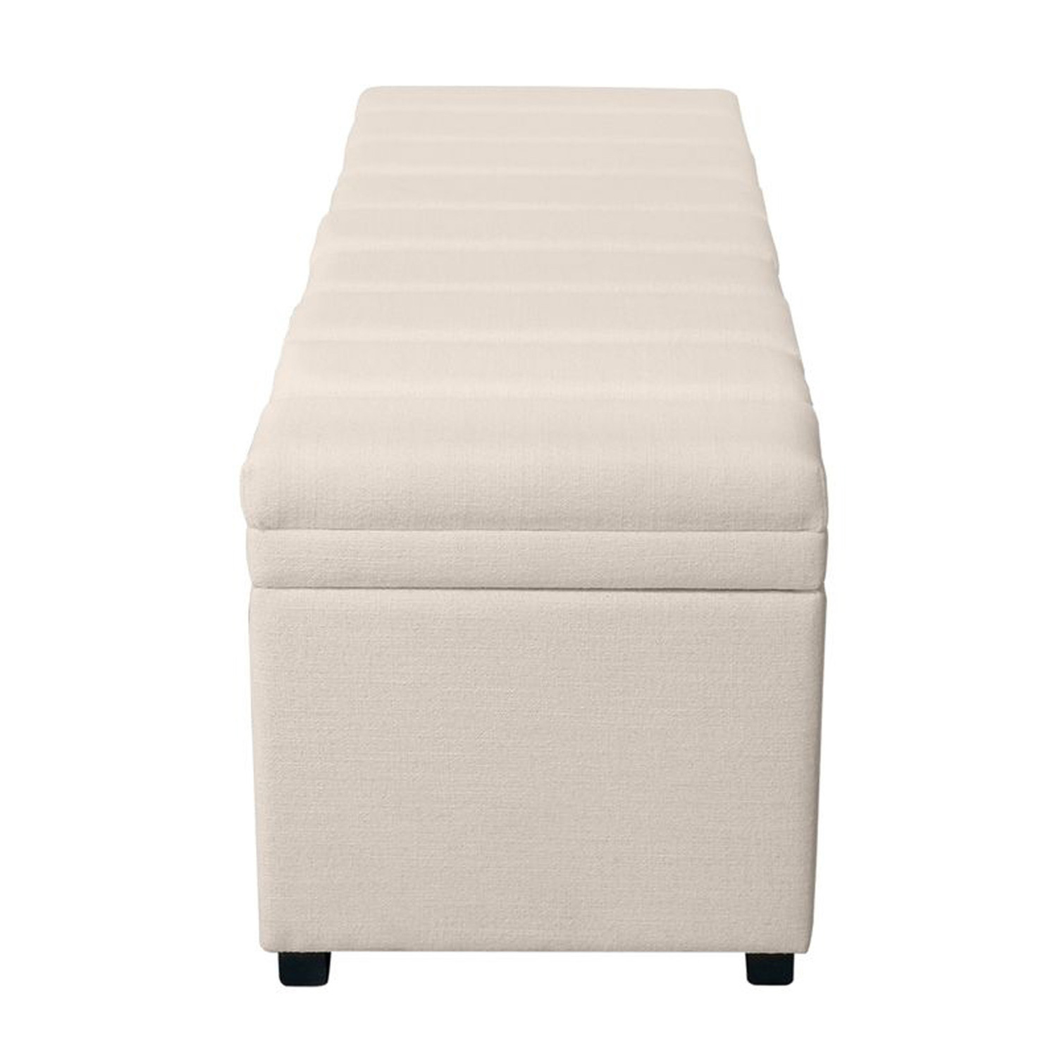 Off-White Pelee Upholstered Storage Ottoman