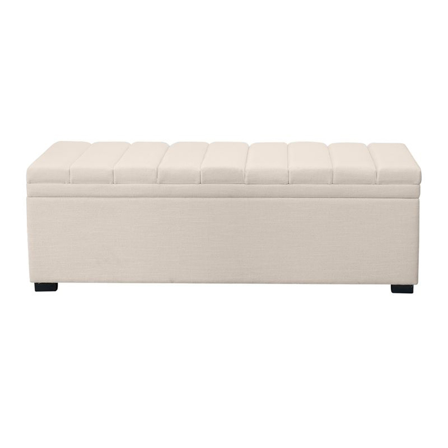 Off-White Pelee Upholstered Storage Ottoman
