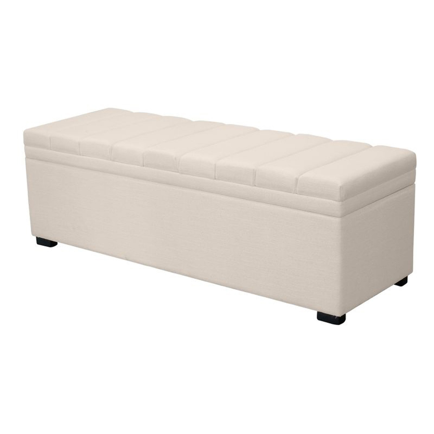 Off-White Pelee Upholstered Storage Ottoman