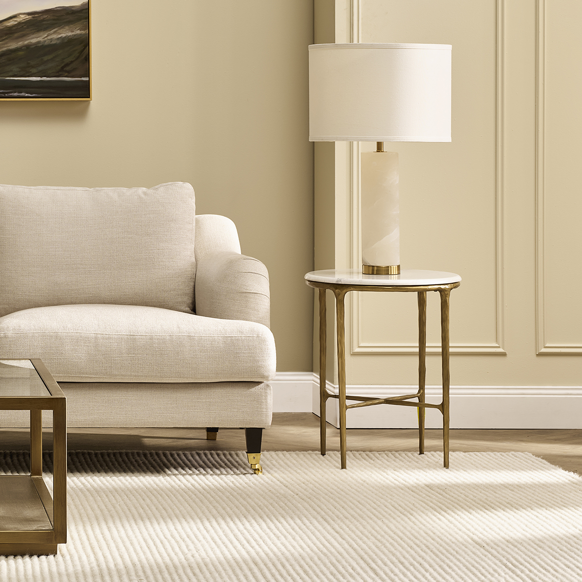 72cm Colombus Brass & Alabaster Table Lamp