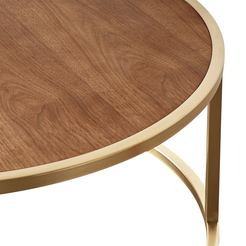 2 Piece Mona Tempered Glass & Walnut Wood Nesting Table Set