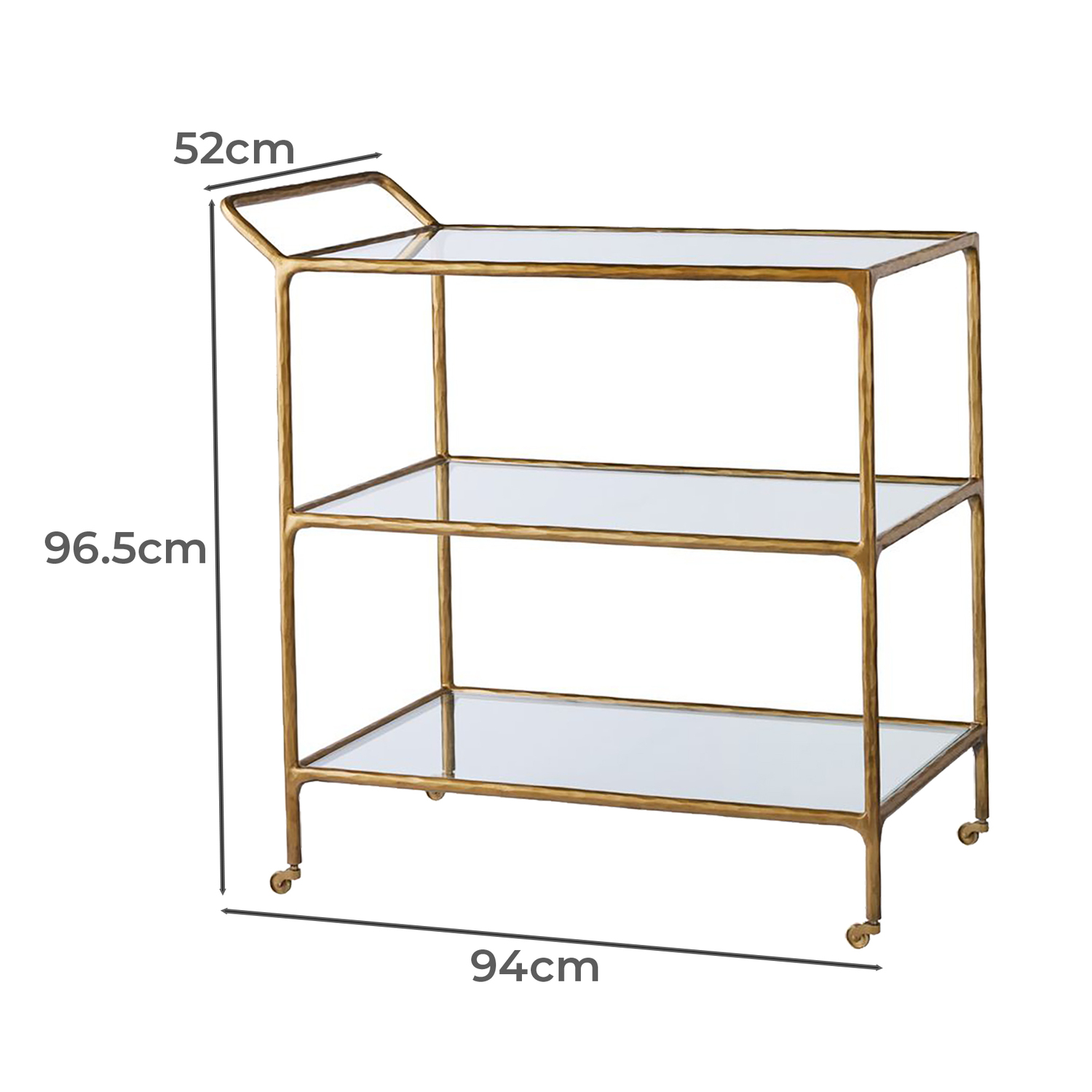 Preston 3 Tier Glass Bar Cart