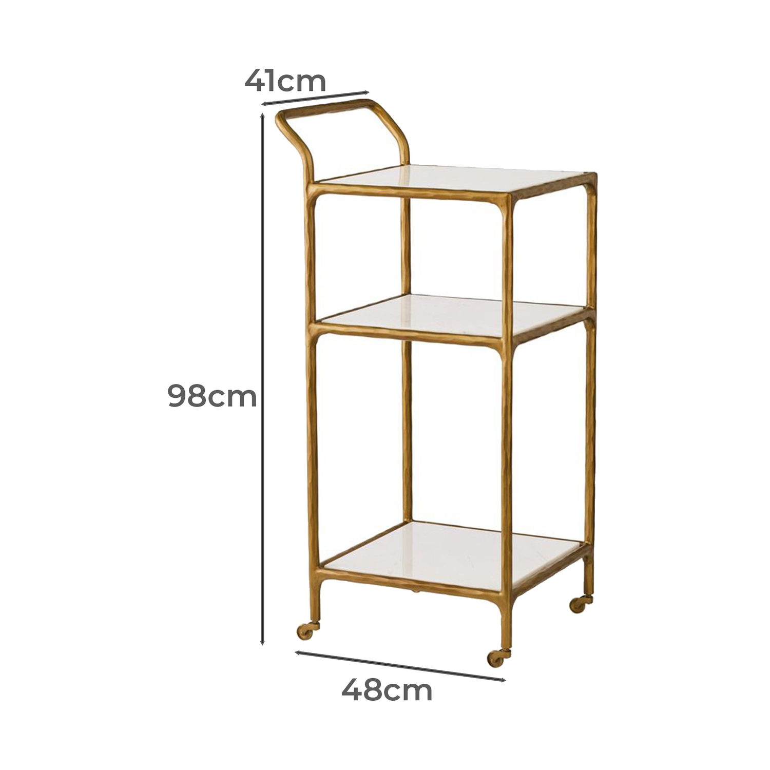 Preston 3 Tier Square Marble Bar Cart