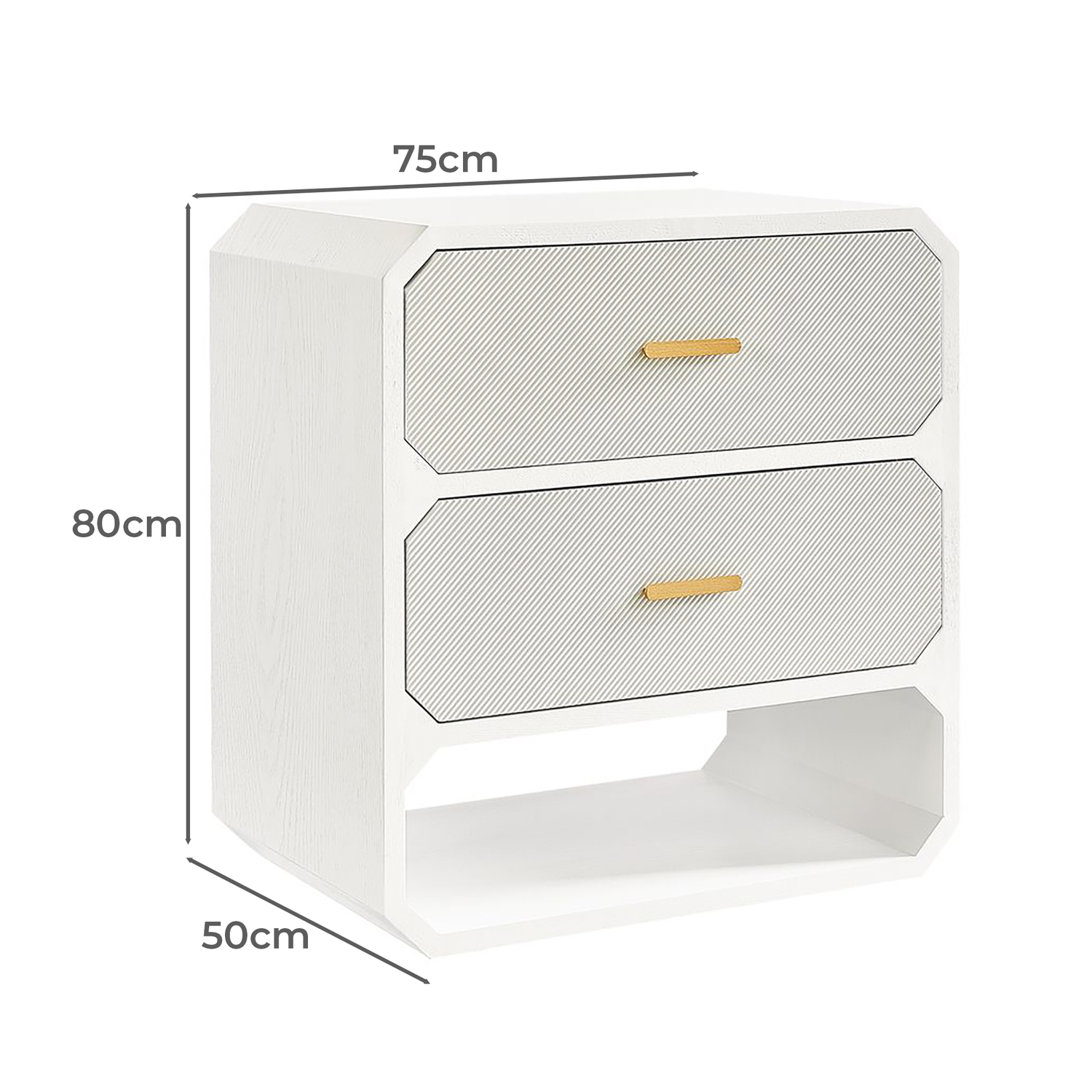 Nelson 2 Drawer & Shelf Bedside Table