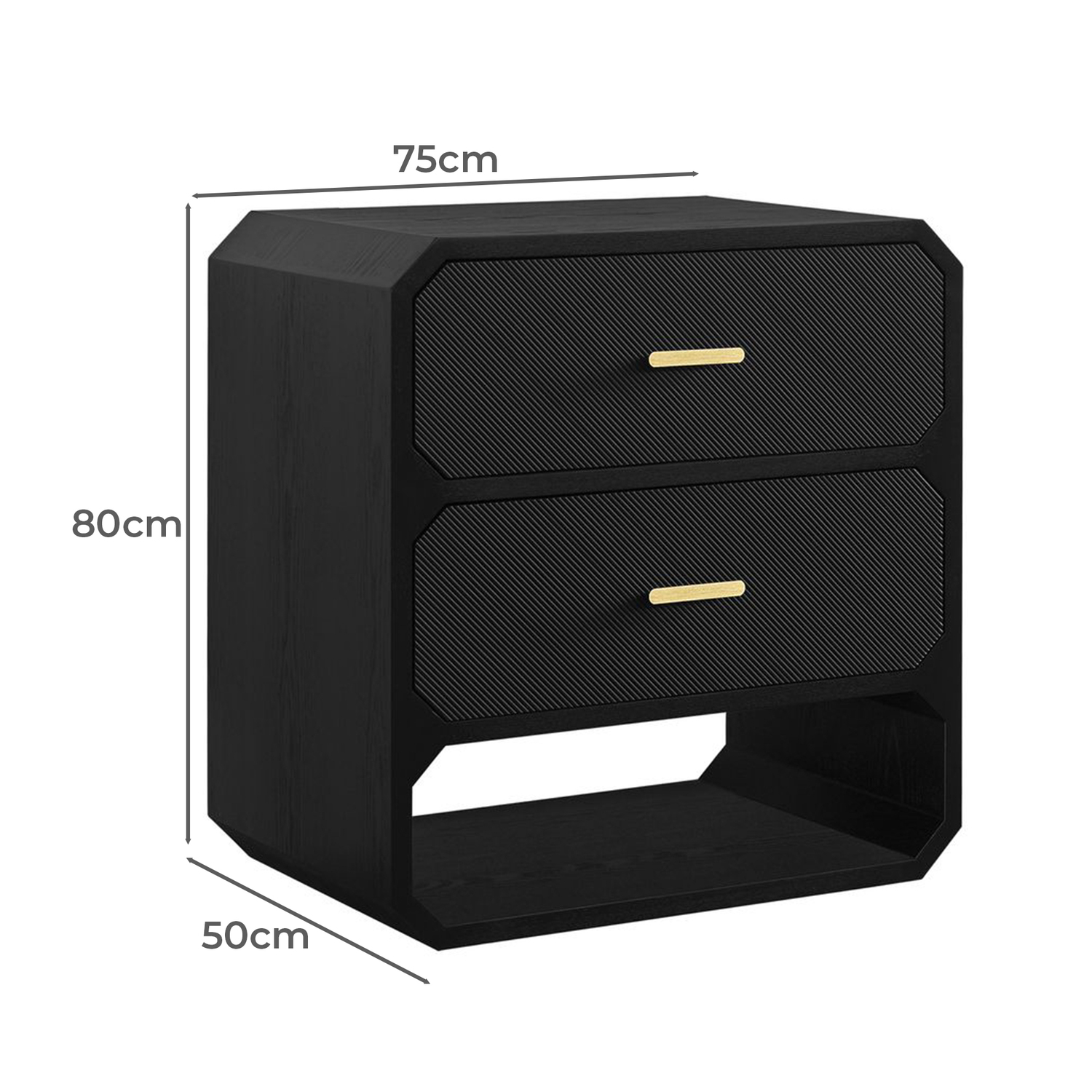 Nelson 2 Drawer & Shelf Bedside Table