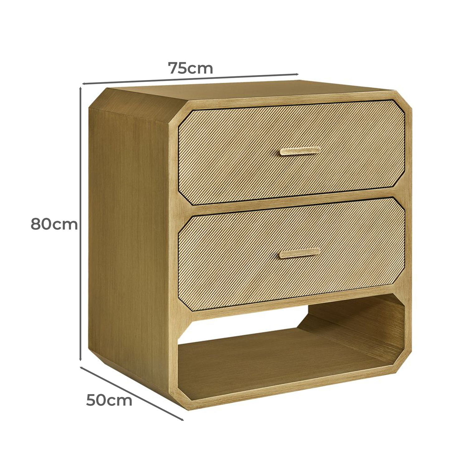 Nelson 2 Drawer & Shelf Bedside Table
