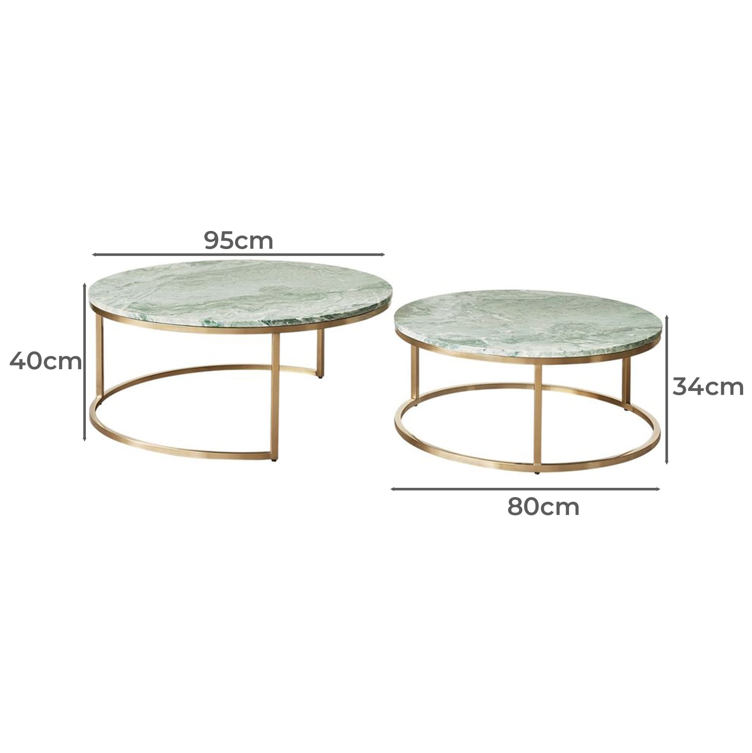 2 Piece Zoe Marble Nesting Coffee Table Set