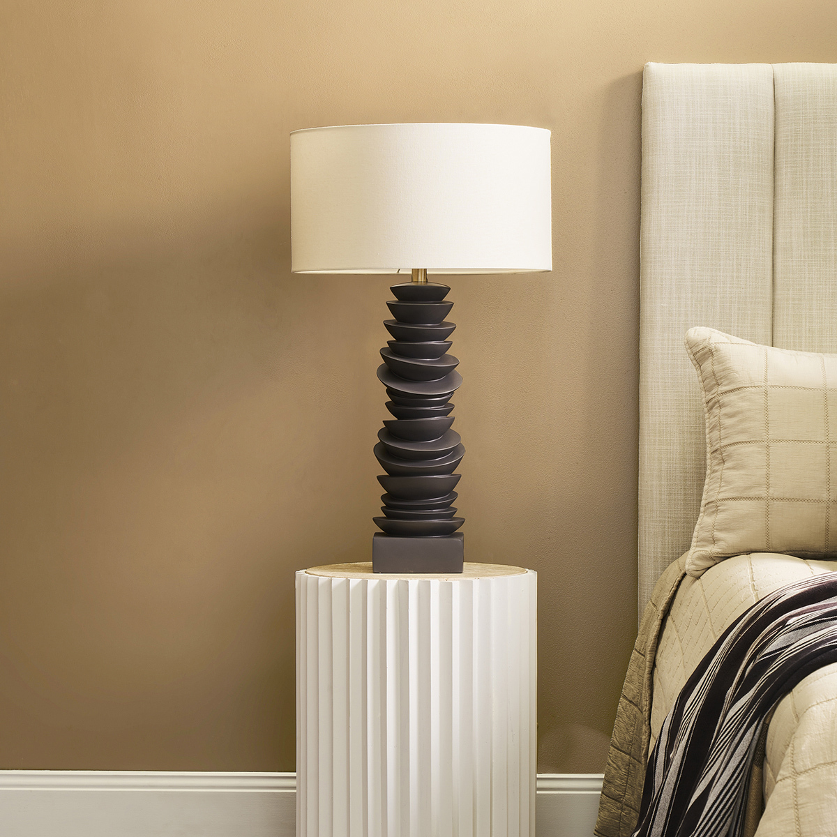 Cally Rolled Edge Resin Table Lamp