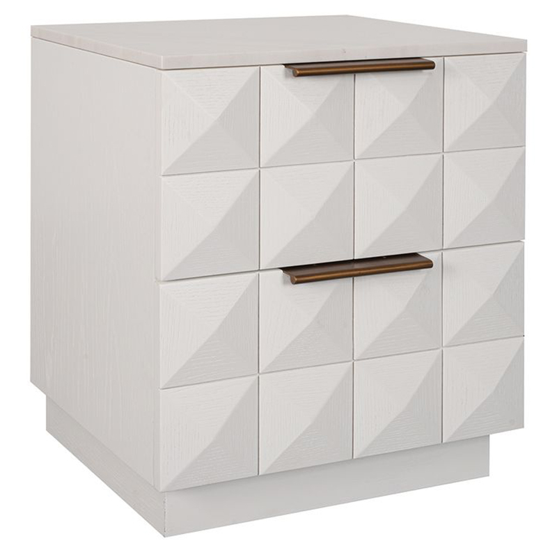 White Bethany Marble Bedside Table