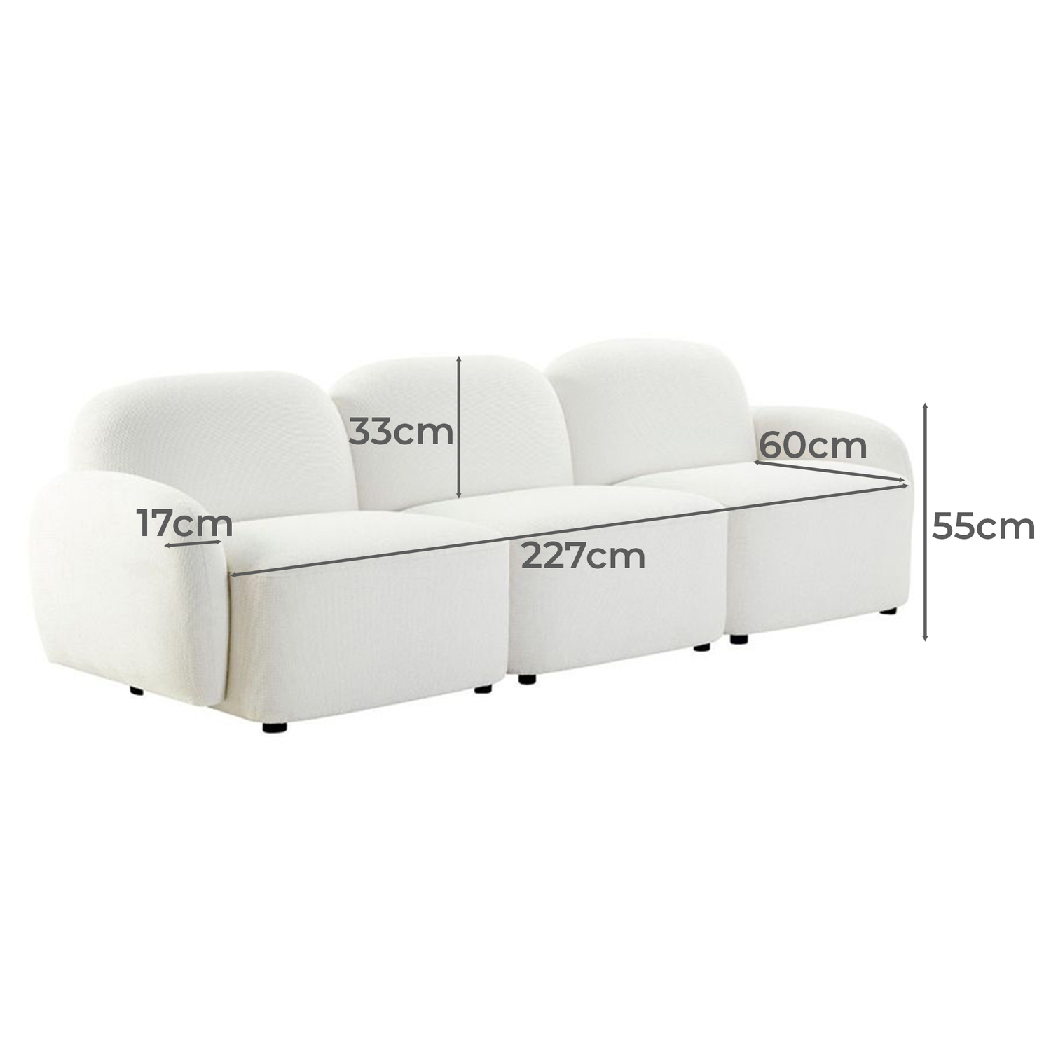 Olean 3 Seater Chenille Sofa