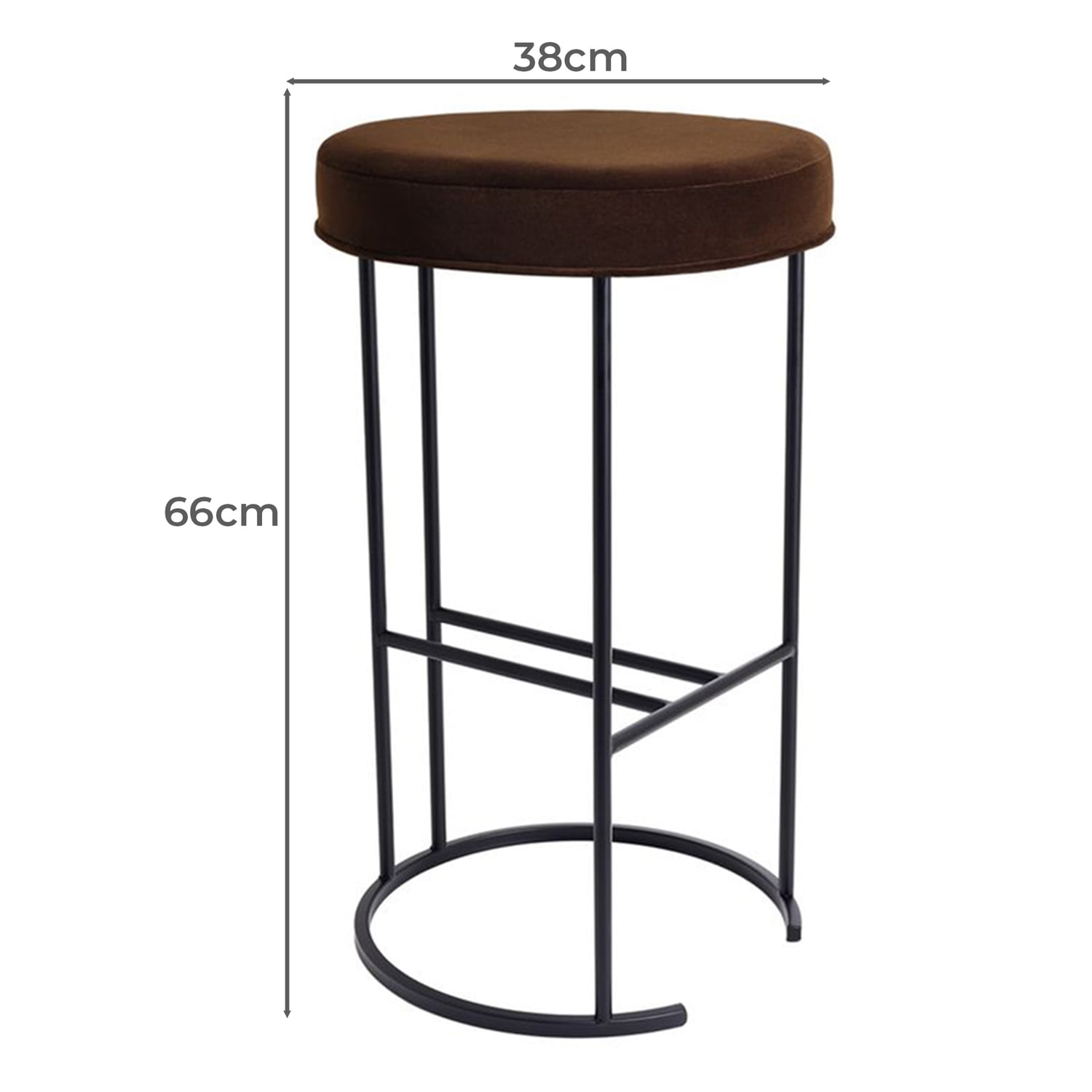 66cm Black Eastham Velvet Counter Stool