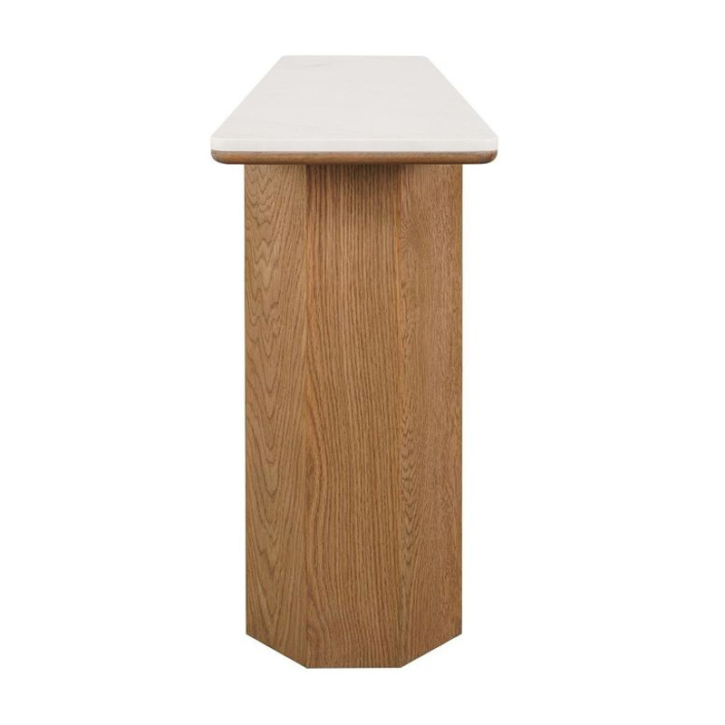 Breanna Oak Wood & Marble Console Table