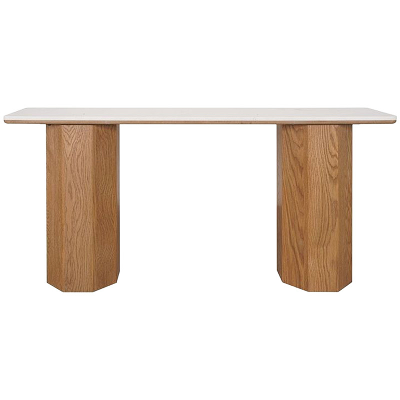 Breanna Oak Wood & Marble Console Table