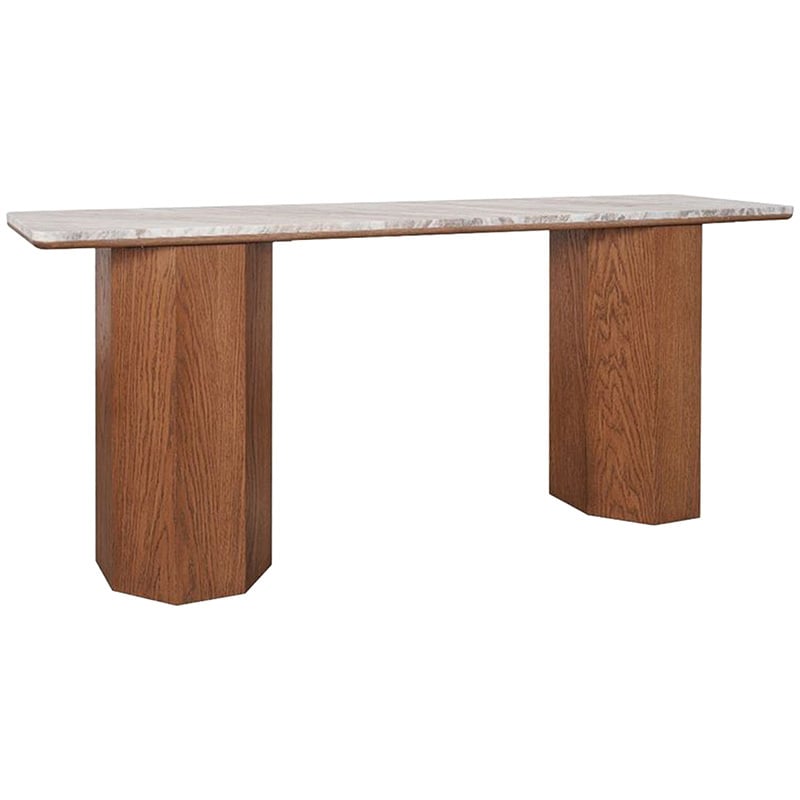 Breanna Oak Wood & Marble Console Table