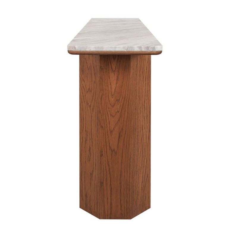 Breanna Oak Wood & Marble Console Table