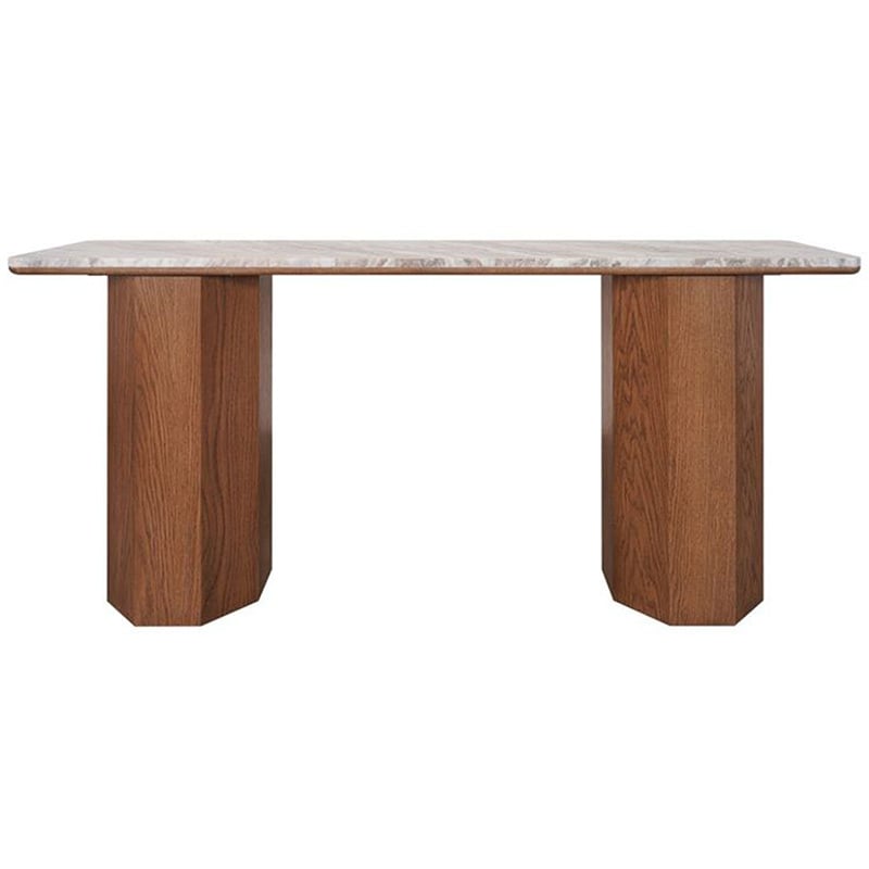 Breanna Oak Wood & Marble Console Table