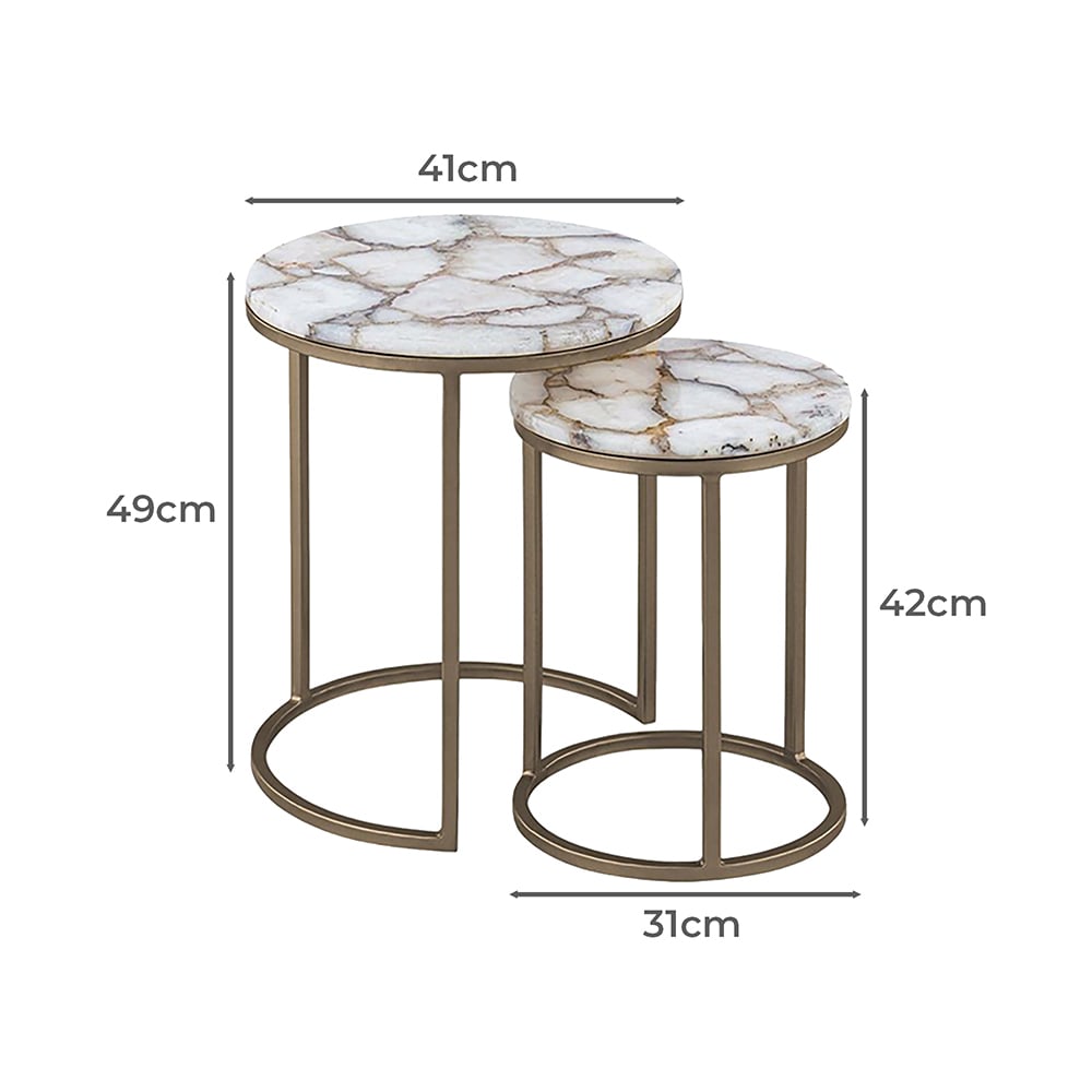 2 Piece Ember Agate Nesting Side Table Set