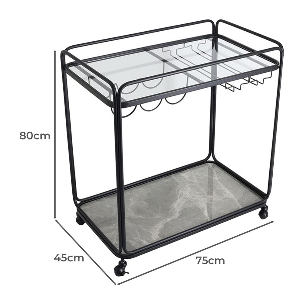 Black Wyatt Rectangular Bar Cart