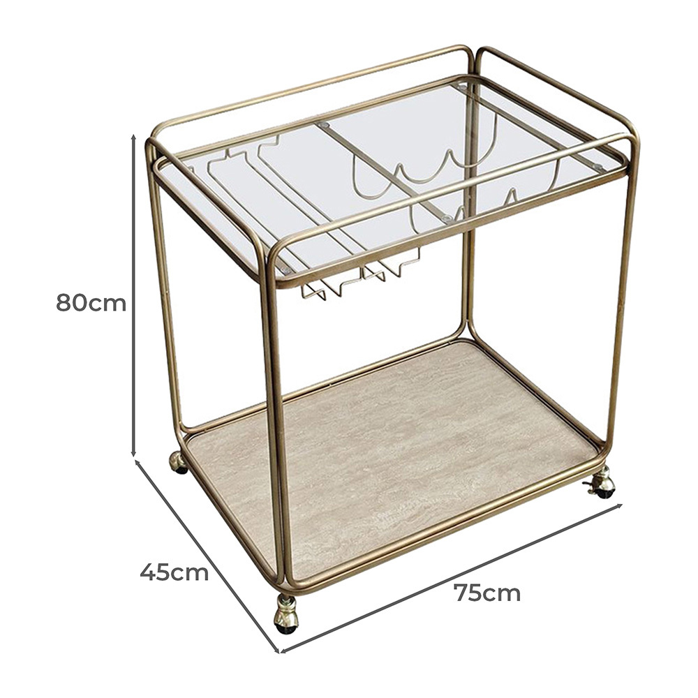 Antique Gold Wyatt Rectangular Bar Cart