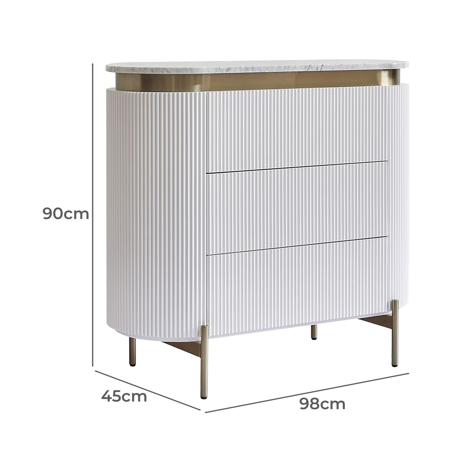 Betty Carrara Marble 3 Drawer Chest
