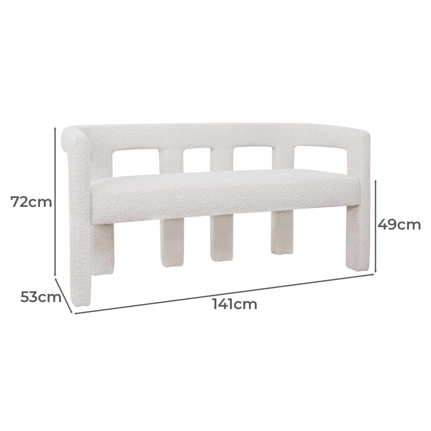 Ivory Elro 2 Seater Boucle Sofa