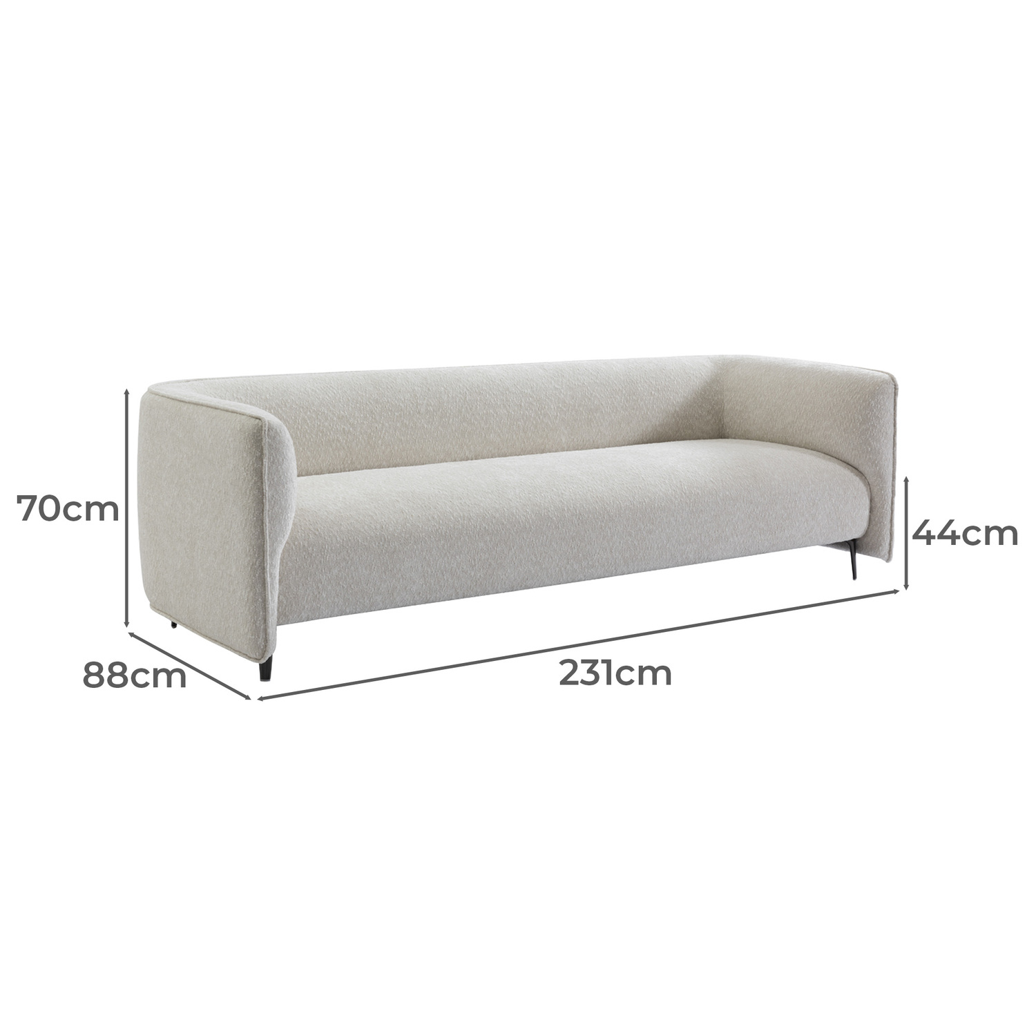 Turtle Dove Dara 3 Seater Boucle Sofa