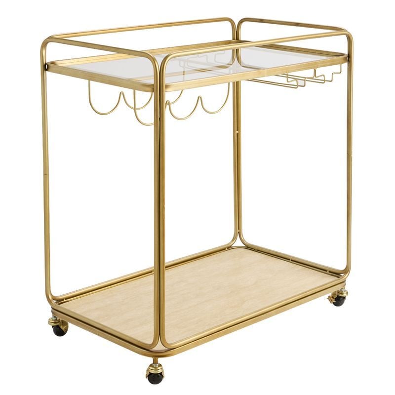 Antique Gold Wyatt Rectangular Bar Cart