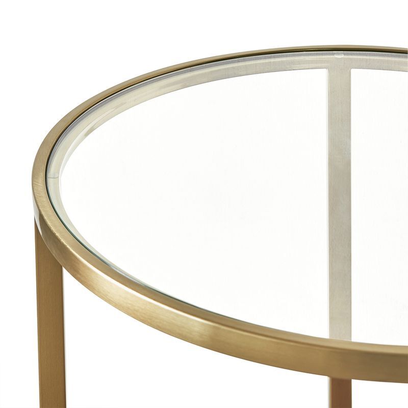 Mona Tempered Glass & Walnut Wood Side Table