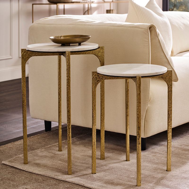 2 Piece Reston Marble Nesting Side Table Set