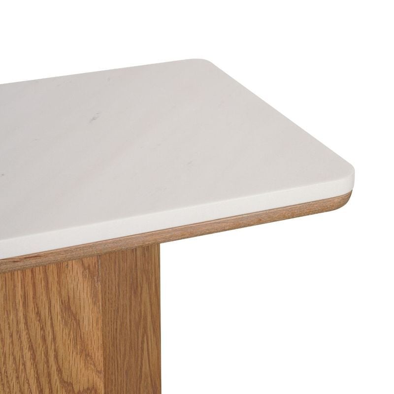 Breanna Oak Wood & White Marble Console Table