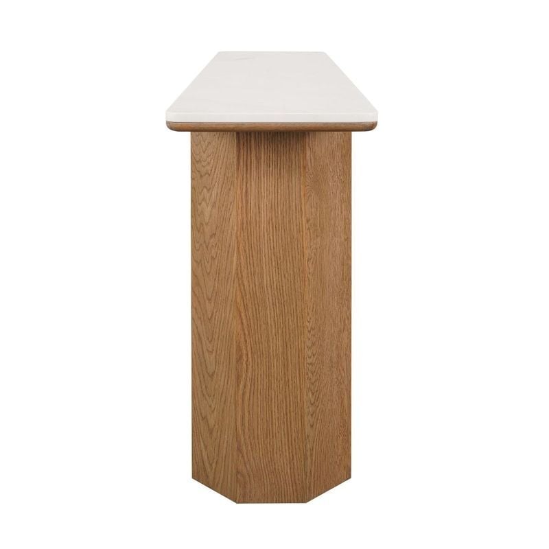Breanna Oak Wood & White Marble Console Table