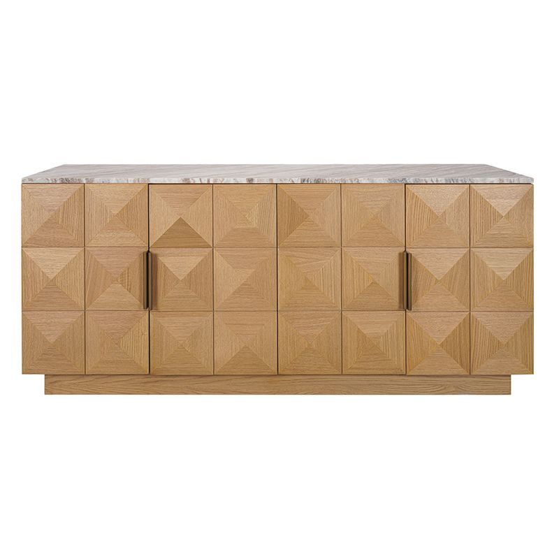 River Brown Bethany Marble & Oak Wood Sideboard