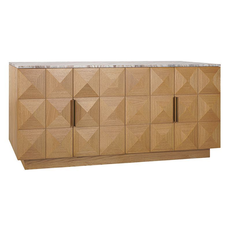 River Brown Bethany Marble & Oak Wood Sideboard
