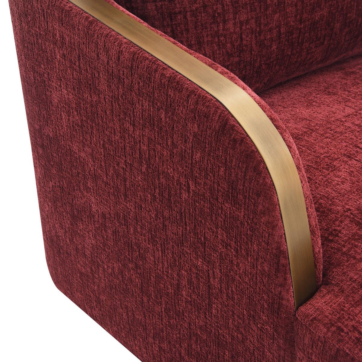 Burgundy Janrix Chenille Swivel Armchair