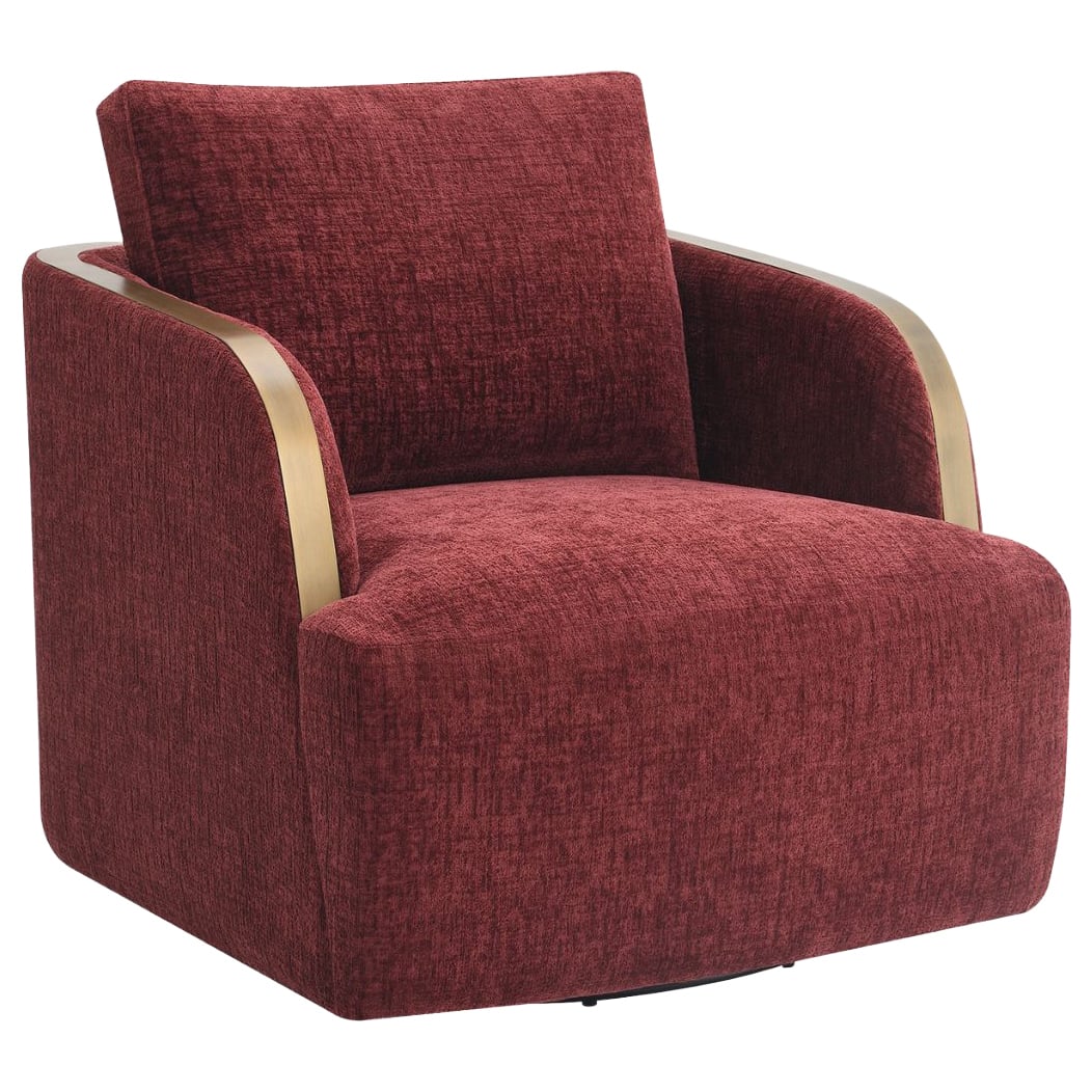 Burgundy Janrix Chenille Swivel Armchair